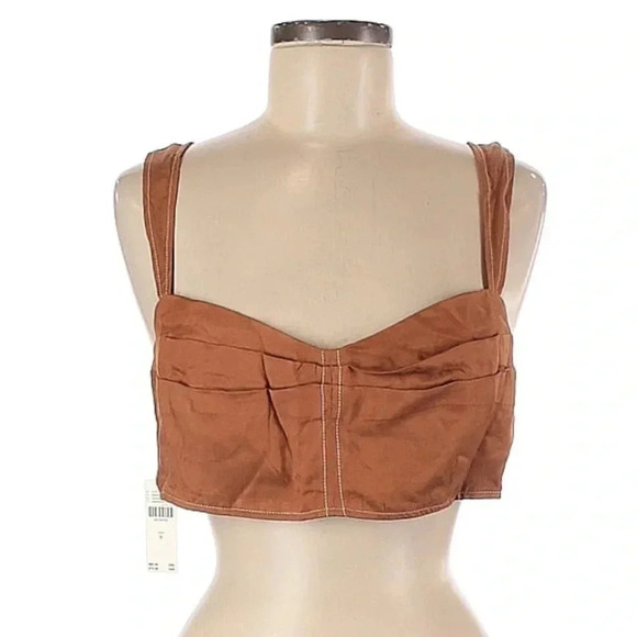 Anthropologie Mango Caramel Seamed Corset Crop Top NWT Size Medium M - Picture 4 of 6